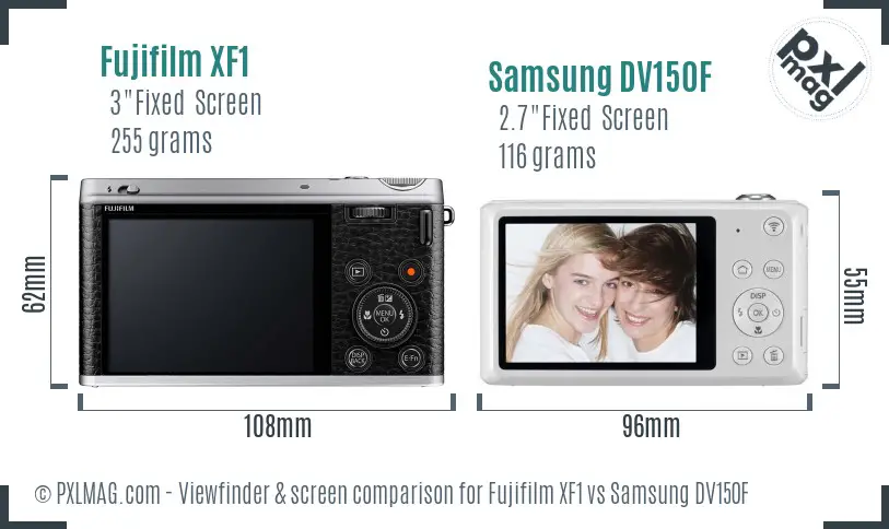 Fujifilm XF1 vs Samsung DV150F Screen and Viewfinder comparison Fujifilm XF1 vs Samsung DV150F Screen and Viewfinder comparison