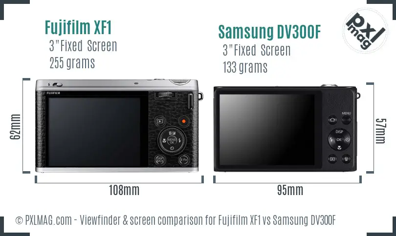 Fujifilm XF1 vs Samsung DV300F Screen and Viewfinder comparison