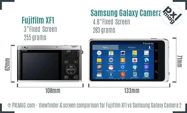 Fujifilm XF1 vs Samsung Galaxy Camera 2 Screen and Viewfinder comparison