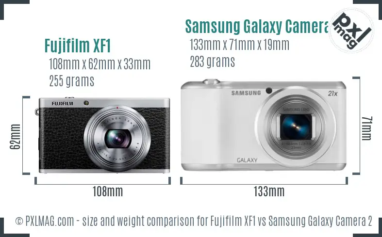 Fujifilm XF1 vs Samsung Galaxy Camera 2 size comparison