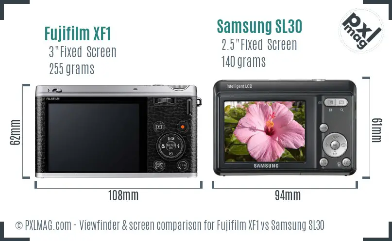 Fujifilm XF1 vs Samsung SL30 Screen and Viewfinder comparison Fujifilm XF1 vs Samsung SL30 Screen and Viewfinder comparison