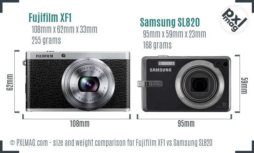 Fujifilm XF1 vs Samsung SL820 size comparison Fujifilm XF1 vs Samsung SL820 size comparison