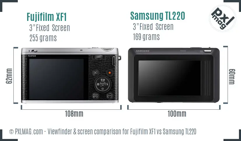 Fujifilm XF1 vs Samsung TL220 Screen and Viewfinder comparison