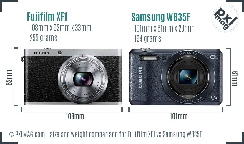 Fujifilm XF1 vs Samsung WB35F size comparison Fujifilm XF1 vs Samsung WB35F size comparison