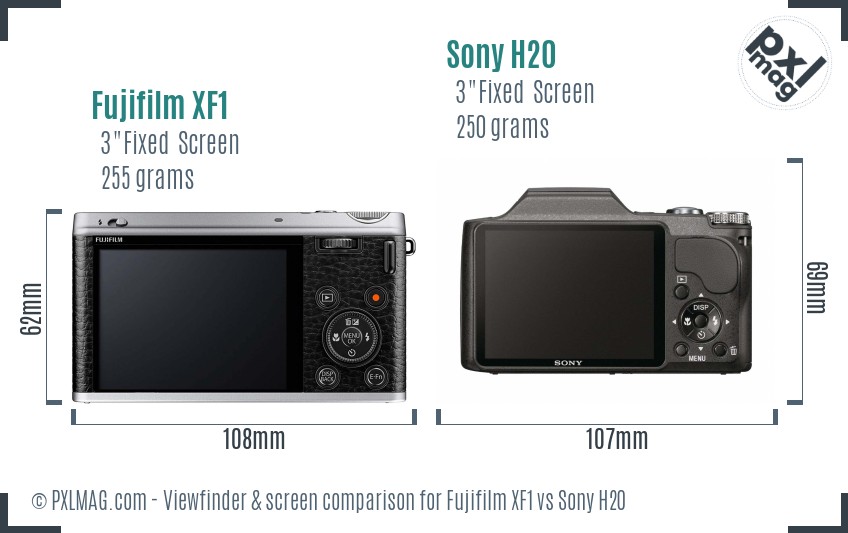 Fujifilm XF1 vs Sony H20 Screen and Viewfinder comparison