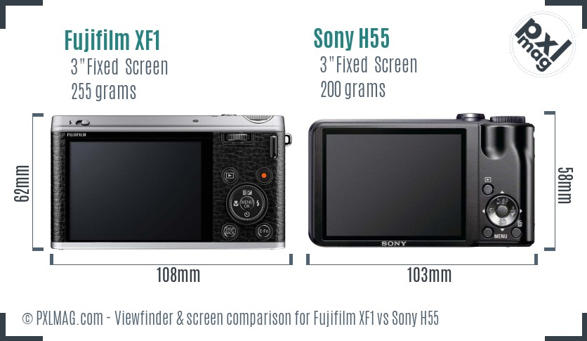 Fujifilm XF1 vs Sony H55 Screen and Viewfinder comparison