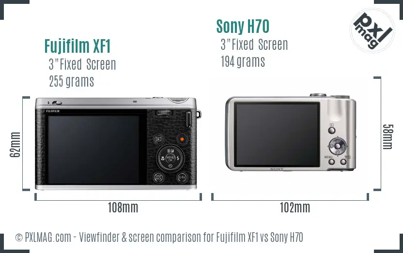 Fujifilm XF1 vs Sony H70 Screen and Viewfinder comparison