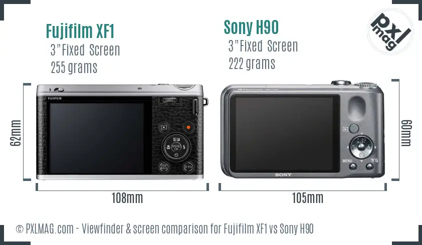 Fujifilm XF1 vs Sony H90 Screen and Viewfinder comparison