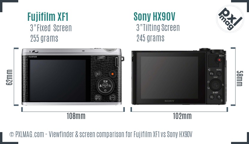 Fujifilm XF1 vs Sony HX90V Screen and Viewfinder comparison