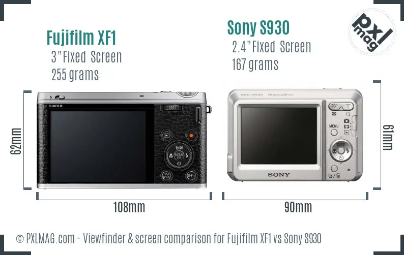 Fujifilm XF1 vs Sony S930 Screen and Viewfinder comparison Fujifilm XF1 vs Sony S930 Screen and Viewfinder comparison