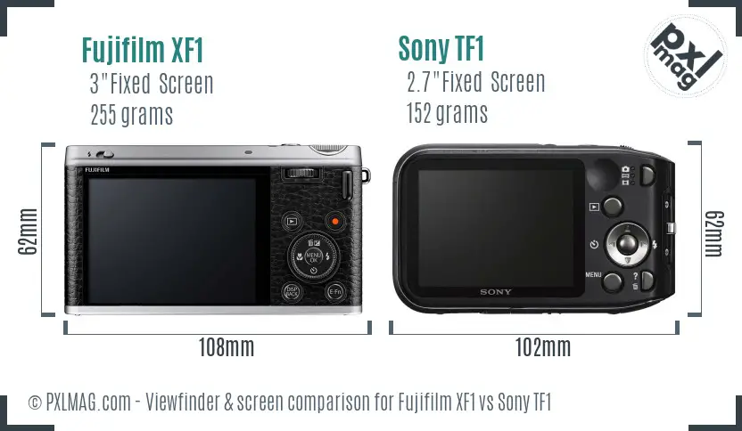 Fujifilm XF1 vs Sony TF1 Screen and Viewfinder comparison