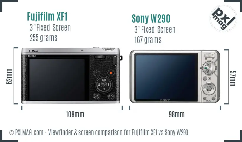 Fujifilm XF1 vs Sony W290 Screen and Viewfinder comparison Fujifilm XF1 vs Sony W290 Screen and Viewfinder comparison