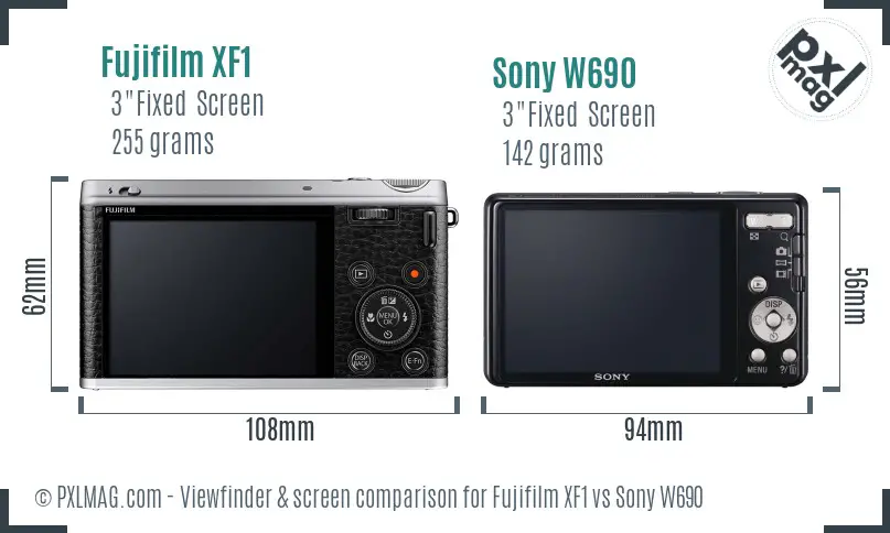Fujifilm XF1 vs Sony W690 Screen and Viewfinder comparison Fujifilm XF1 vs Sony W690 Screen and Viewfinder comparison