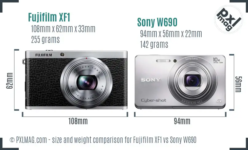 Fujifilm XF1 vs Sony W690 size comparison Fujifilm XF1 vs Sony W690 size comparison