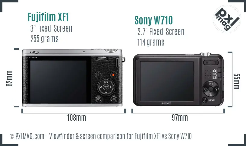 Fujifilm XF1 vs Sony W710 Screen and Viewfinder comparison