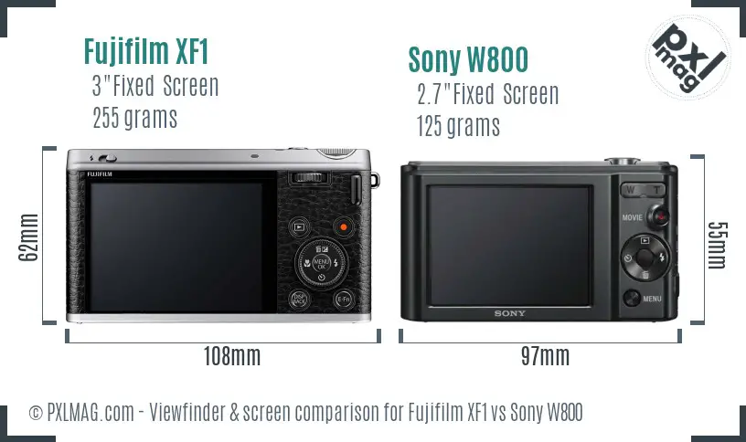 Fujifilm XF1 vs Sony W800 Screen and Viewfinder comparison