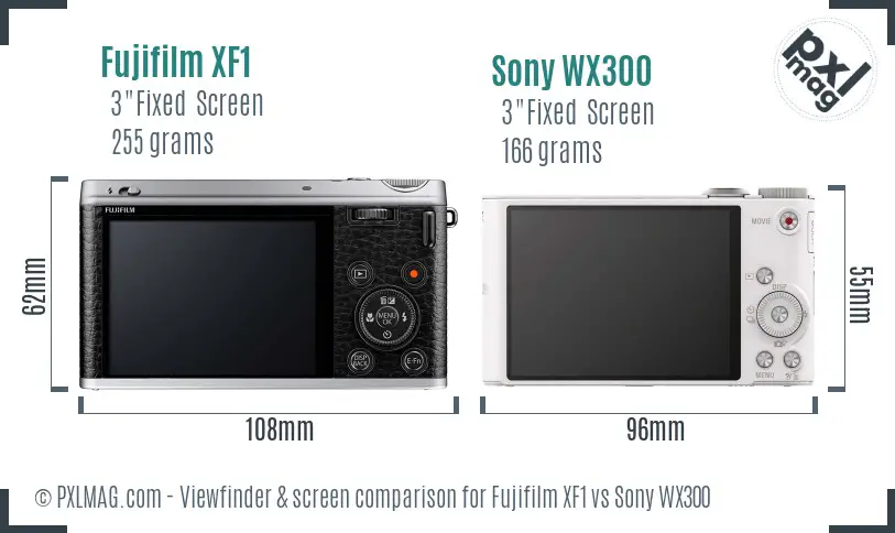 Fujifilm XF1 vs Sony WX300 Screen and Viewfinder comparison