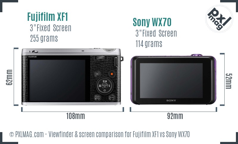 Fujifilm XF1 vs Sony WX70 Screen and Viewfinder comparison
