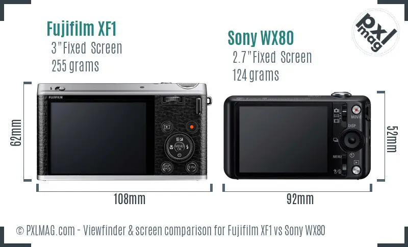 Fujifilm XF1 vs Sony WX80 Screen and Viewfinder comparison