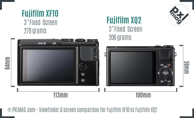 Fujifilm XF10 vs Fujifilm XQ2 Screen and Viewfinder comparison Fujifilm XF10 vs Fujifilm XQ2 Screen and Viewfinder comparison