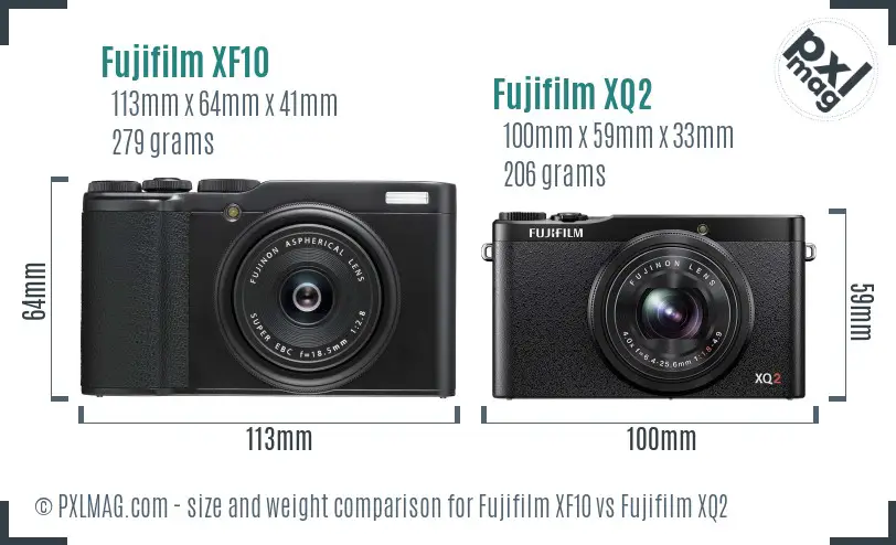 Fujifilm XF10 vs Fujifilm XQ2 size comparison Fujifilm XF10 vs Fujifilm XQ2 size comparison