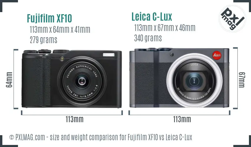 Fujifilm XF10 vs Leica C-Lux size comparison