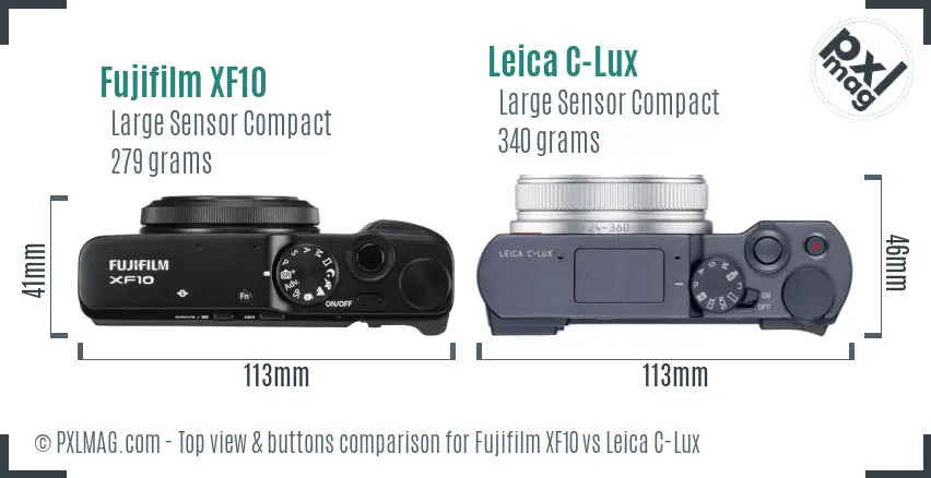 Fujifilm XF10 vs Leica C-Lux top view buttons comparison
