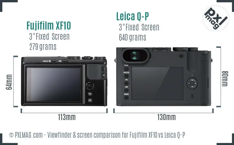 Fujifilm XF10 vs Leica Q-P Screen and Viewfinder comparison