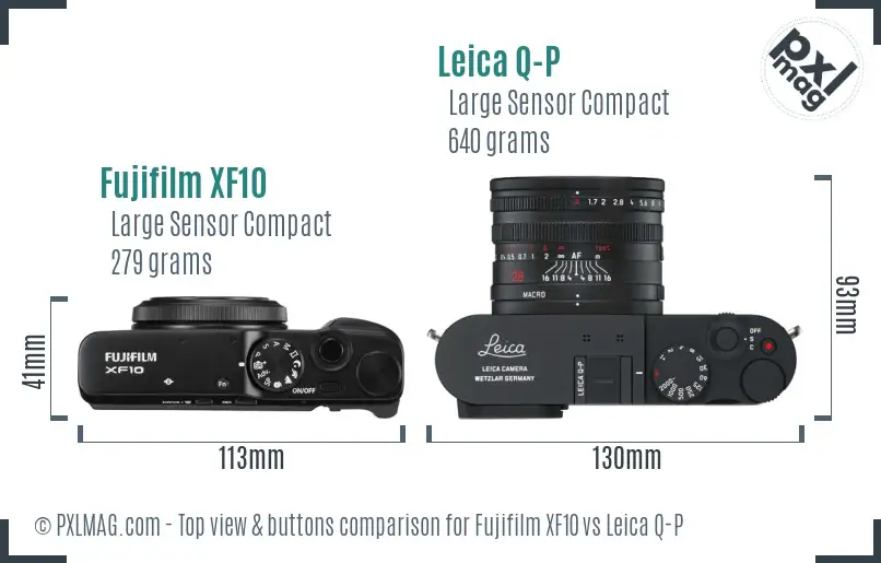 Fujifilm XF10 vs Leica Q-P top view buttons comparison