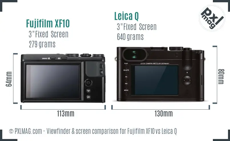 Fujifilm XF10 vs Leica Q Screen and Viewfinder comparison