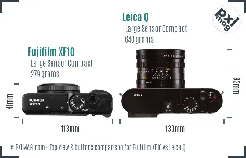 Fujifilm XF10 vs Leica Q top view buttons comparison