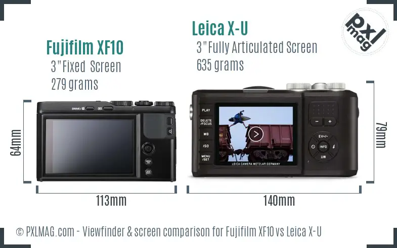 Fujifilm XF10 vs Leica X-U Screen and Viewfinder comparison