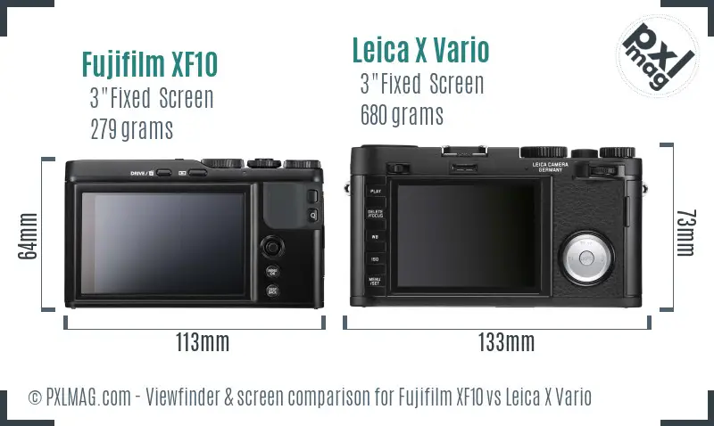 Fujifilm XF10 vs Leica X Vario Screen and Viewfinder comparison