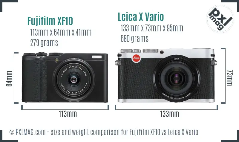 Fujifilm XF10 vs Leica X Vario size comparison