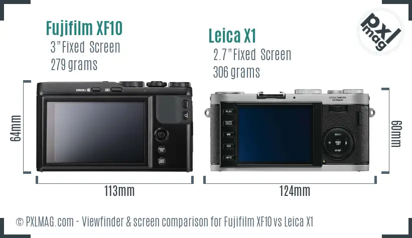 Fujifilm XF10 vs Leica X1 Screen and Viewfinder comparison