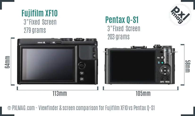 Fujifilm XF10 vs Pentax Q-S1 Screen and Viewfinder comparison