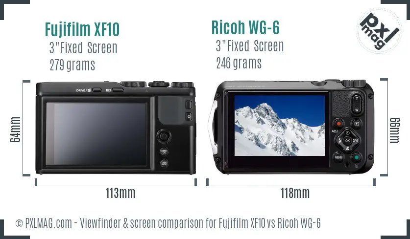 Fujifilm XF10 vs Ricoh WG-6 Screen and Viewfinder comparison