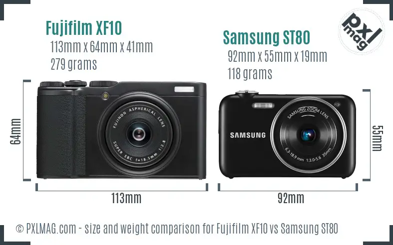 Fujifilm XF10 vs Samsung ST80 size comparison