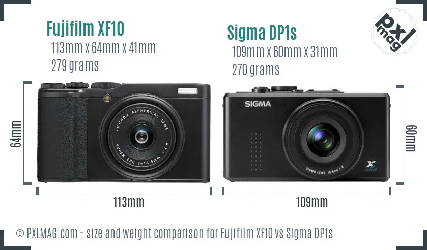 Fujifilm XF10 vs Sigma DP1s size comparison