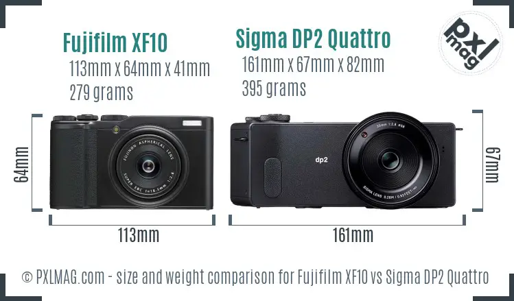 Fujifilm XF10 vs Sigma DP2 Quattro size comparison