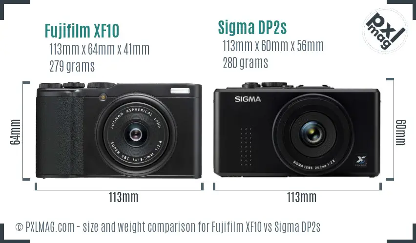Fujifilm XF10 vs Sigma DP2s size comparison