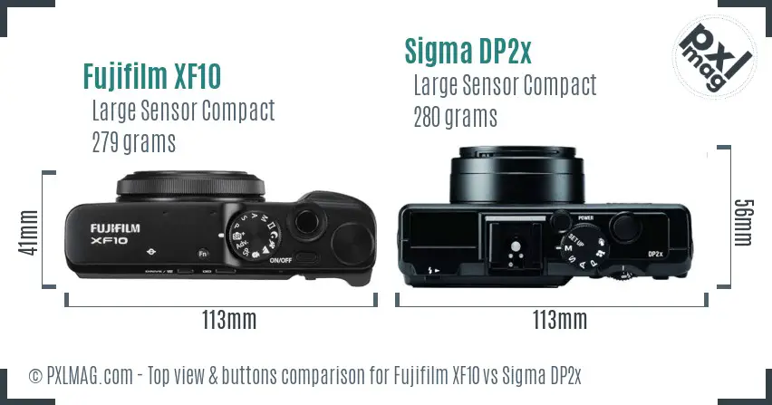 Fujifilm XF10 vs Sigma DP2x top view buttons comparison