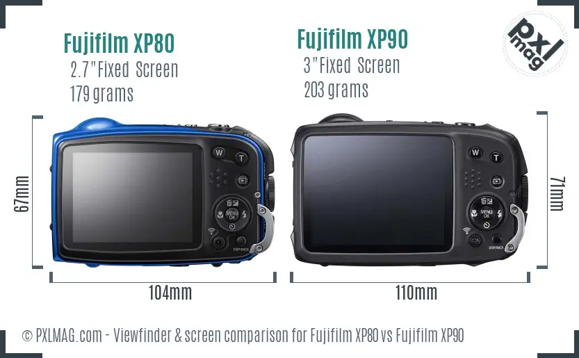 Fujifilm XP80 vs Fujifilm XP90 Screen and Viewfinder comparison