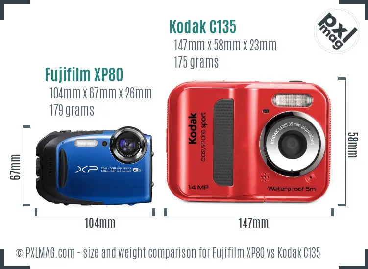 Fujifilm XP80 vs Kodak C135 size comparison
