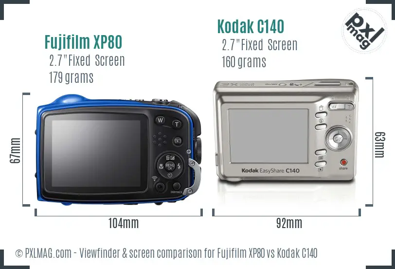 Fujifilm XP80 vs Kodak C140 Screen and Viewfinder comparison Fujifilm XP80 vs Kodak C140 Screen and Viewfinder comparison