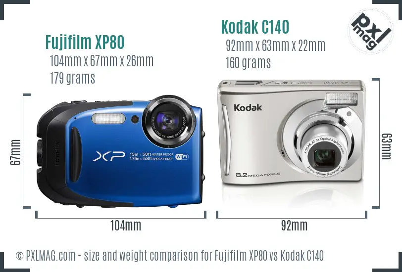 Fujifilm XP80 vs Kodak C140 size comparison Fujifilm XP80 vs Kodak C140 size comparison