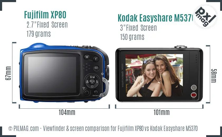 Fujifilm XP80 vs Kodak Easyshare M5370 Screen and Viewfinder comparison Fujifilm XP80 vs Kodak Easyshare M5370 Screen and Viewfinder comparison