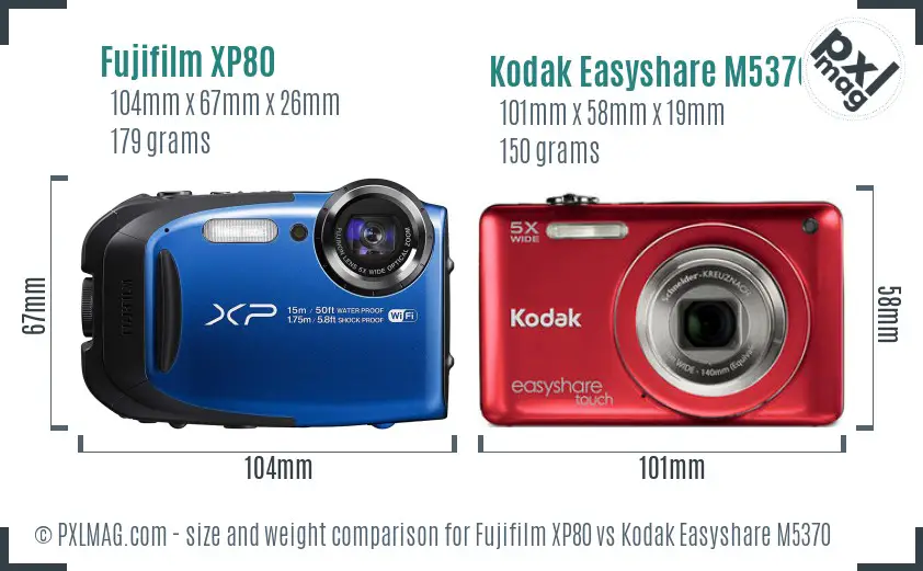 Fujifilm XP80 vs Kodak Easyshare M5370 size comparison Fujifilm XP80 vs Kodak Easyshare M5370 size comparison