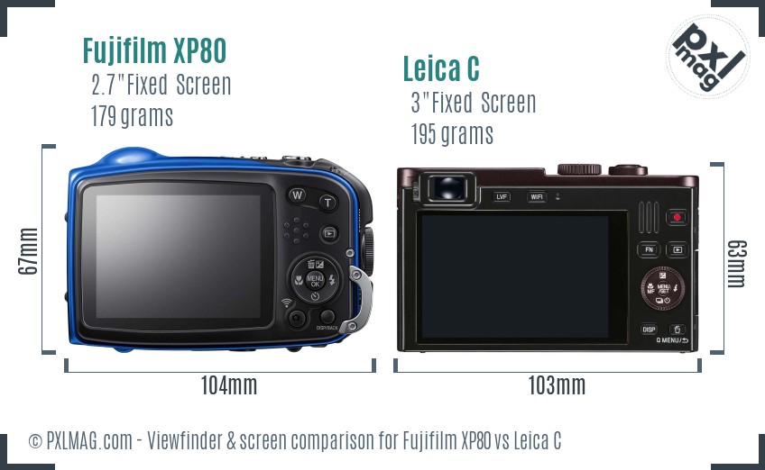 Fujifilm XP80 vs Leica C Screen and Viewfinder comparison