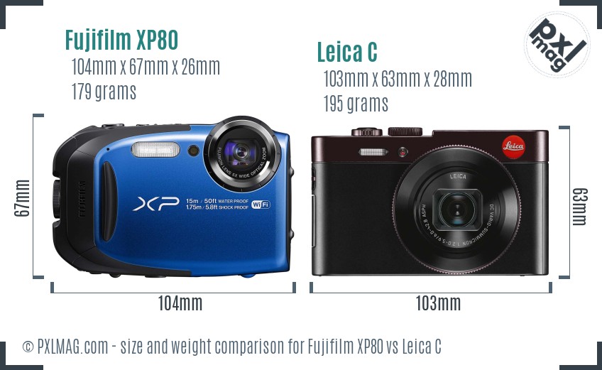 Fujifilm XP80 vs Leica C size comparison